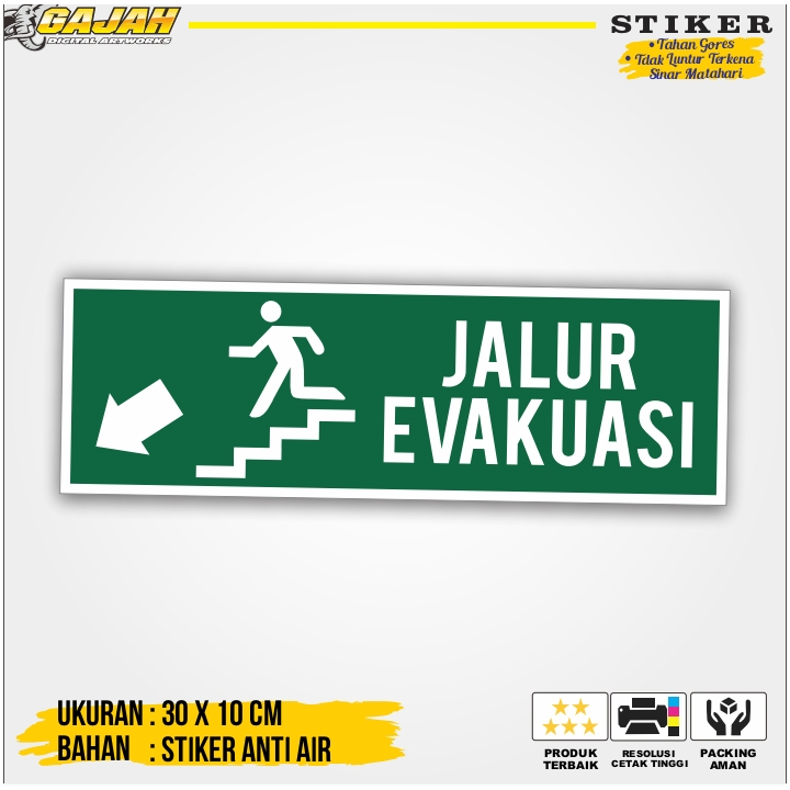 

SIGN / RAMBU STIKER JALUR EVAKUASI TURUN KIRI