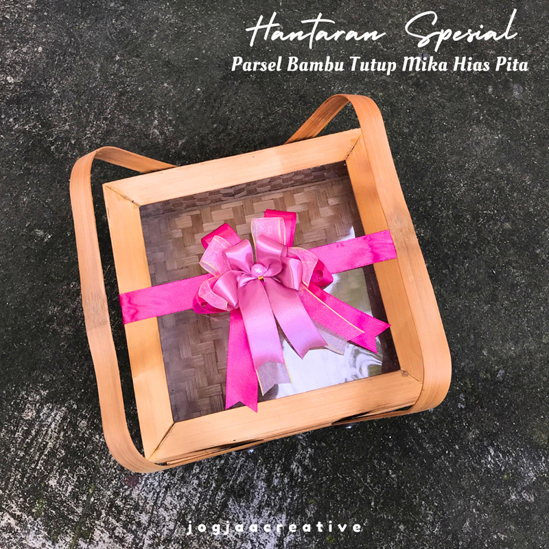 PARSEL BAMBU HATARAN NIKAH MURAH PARSEL KOTAK TUTUP MIKA FREE PITA SATIN PREMIUM/ KOTAK HANTARAN CAN