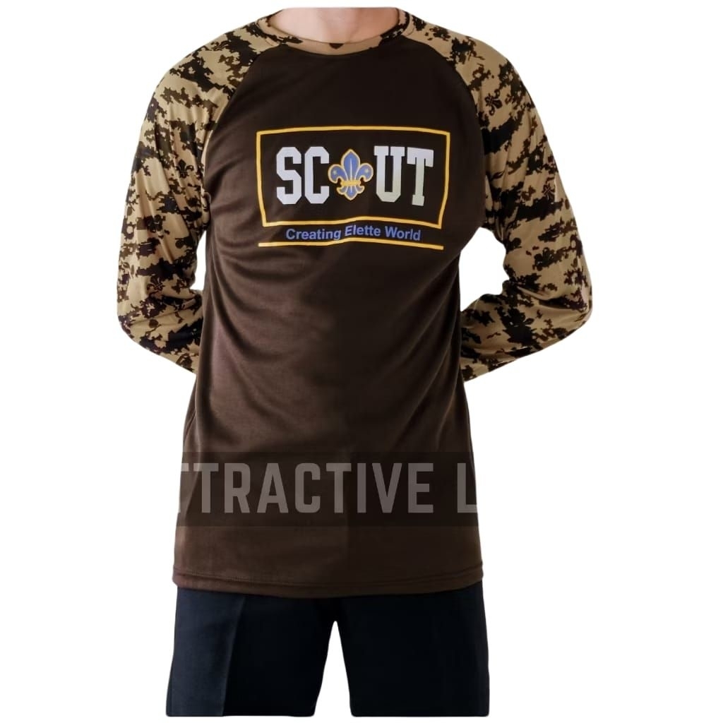 BAJU KAOS LORENG PRAMUKA RAGLAN PRIA & WANITA REMAJA & DEWASA