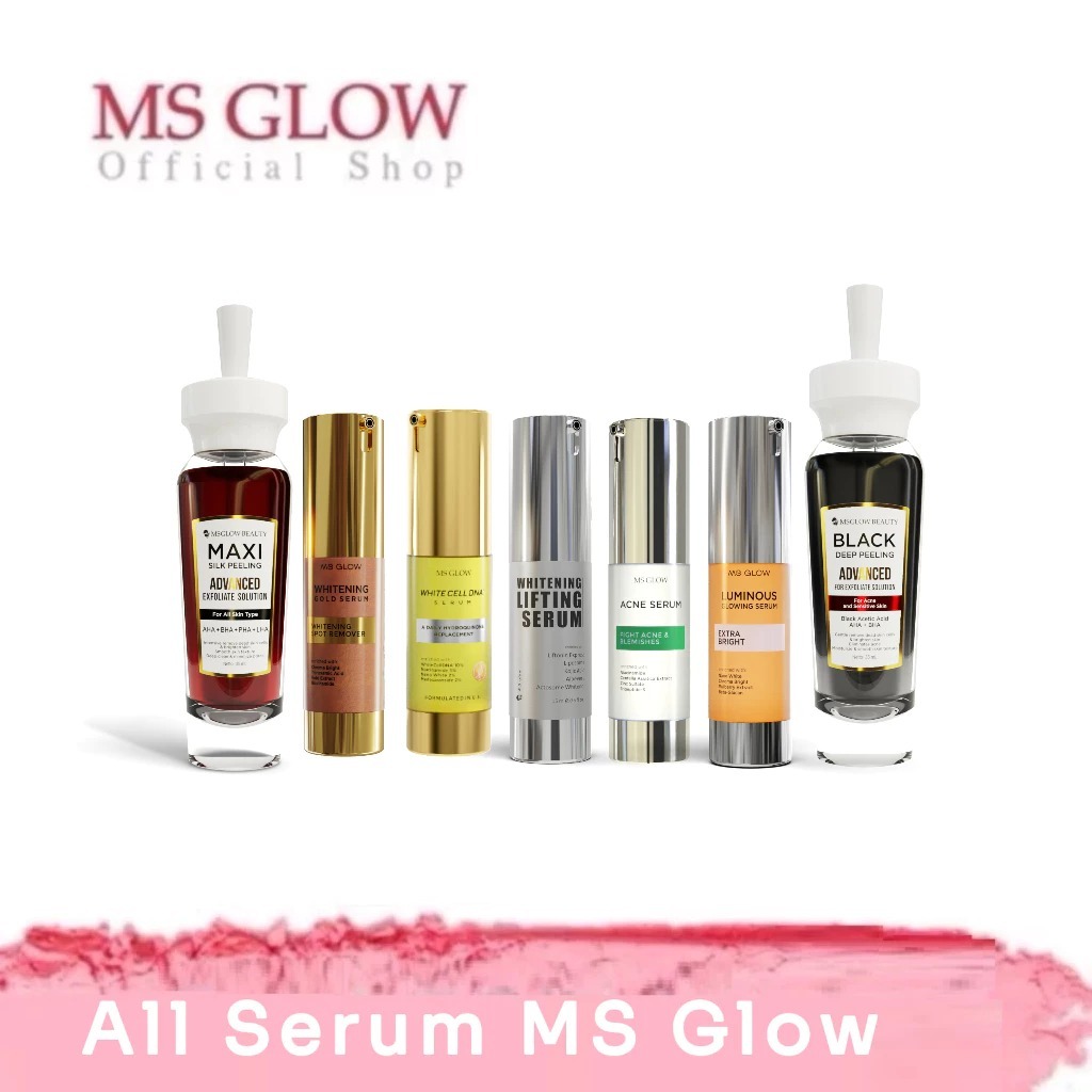 SERUM WAJAH MS GLOW BEAUTY - Serum Whitening Gold / Serum Luminous / Serum Acne / Maxi Silk Peeling 