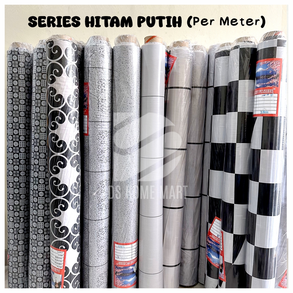 KOLEKSI HITAM PUTIH (PER METER): Karpet Lantai Plastik Vinyl Murah Alas Meja Daimaru
