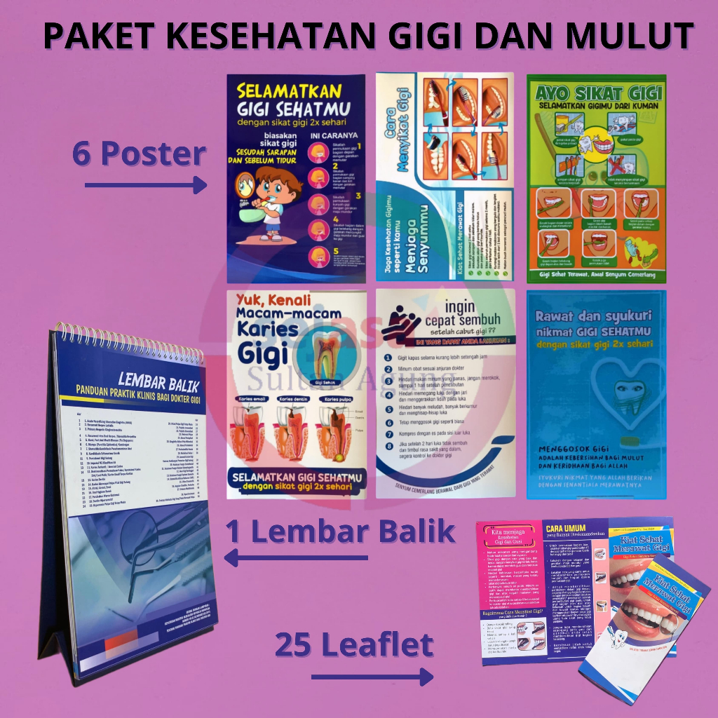 Paket Lembar Balik + Leaflet + Poster | Media Promkes Tema Kesehatan Gigi dan Mulut | KESGILUT