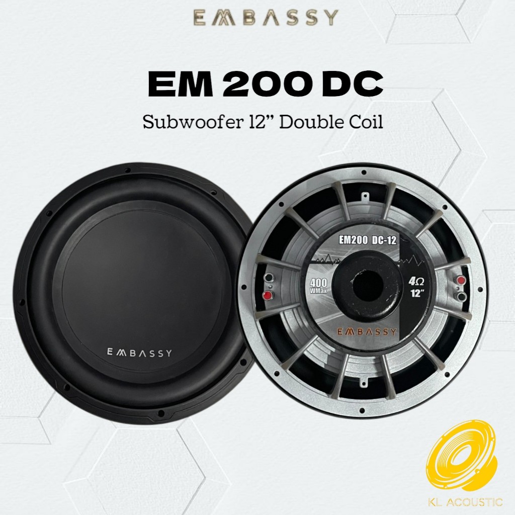 Subwoofer Embassy EM 200 DC-12 - Subwoofer Double Magnet Embassy
