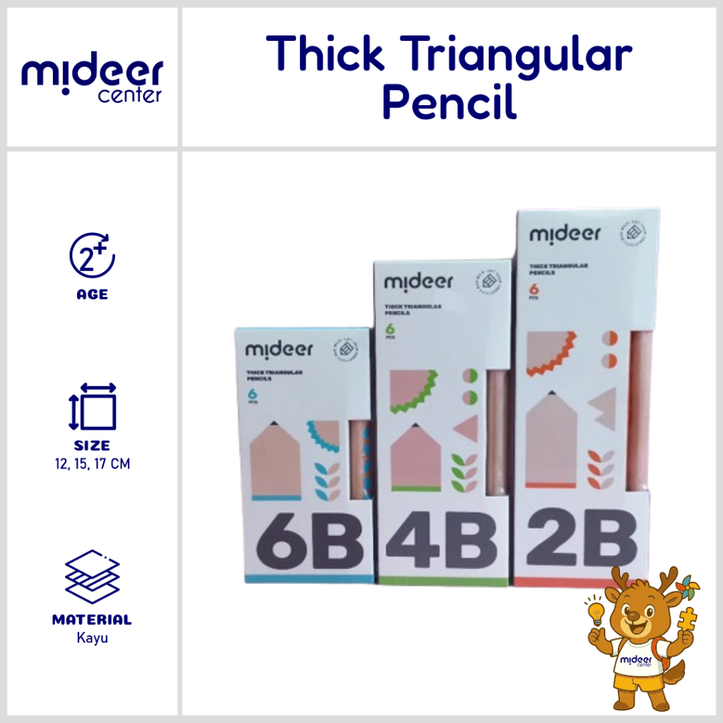 

Mideer Alat Tulis Pensil Anak | Ketebalan Pensil 2B 4B 6B | Bahan Kayu bentuk Segitiaga - Triangle Wooden Pencil, Cocok untuk Kado Anak