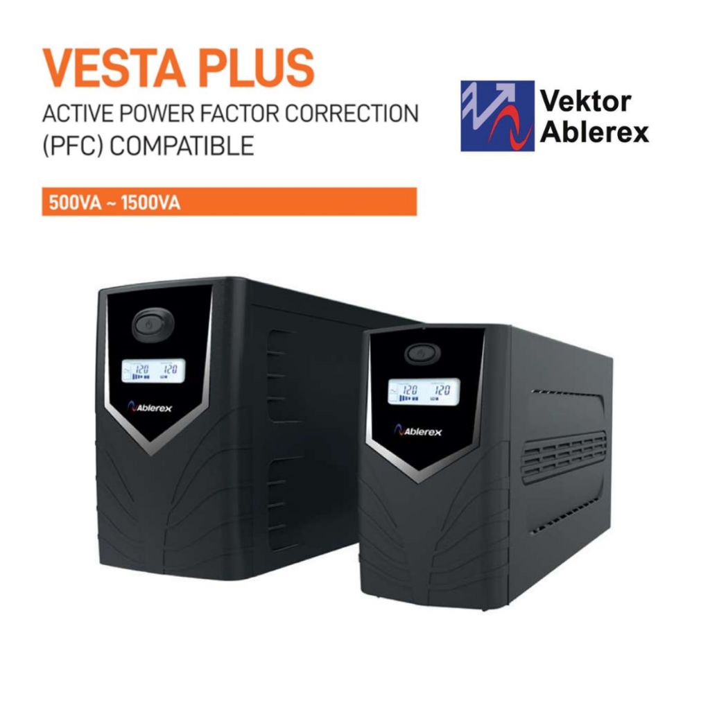 UPS VEKTOR ABLEREX VESTA PLUS 650VA 1000VA 1500VA KOMPUTER/PC/TV/KULKAS/ALAT RUMAH TANGGA