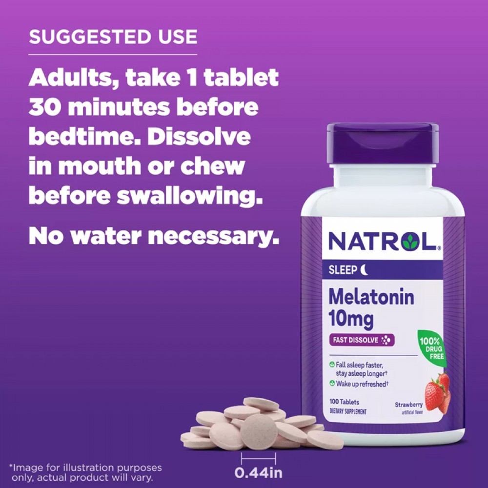 Natrol fast dissolved melatonin 10mg tablet, 100 tablet