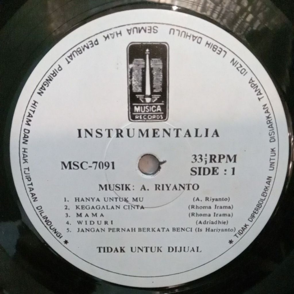 Vinyl Piringan Hitam 12 inch Kegagalan Cinta Rhoma Irama dll - Instrumentalia