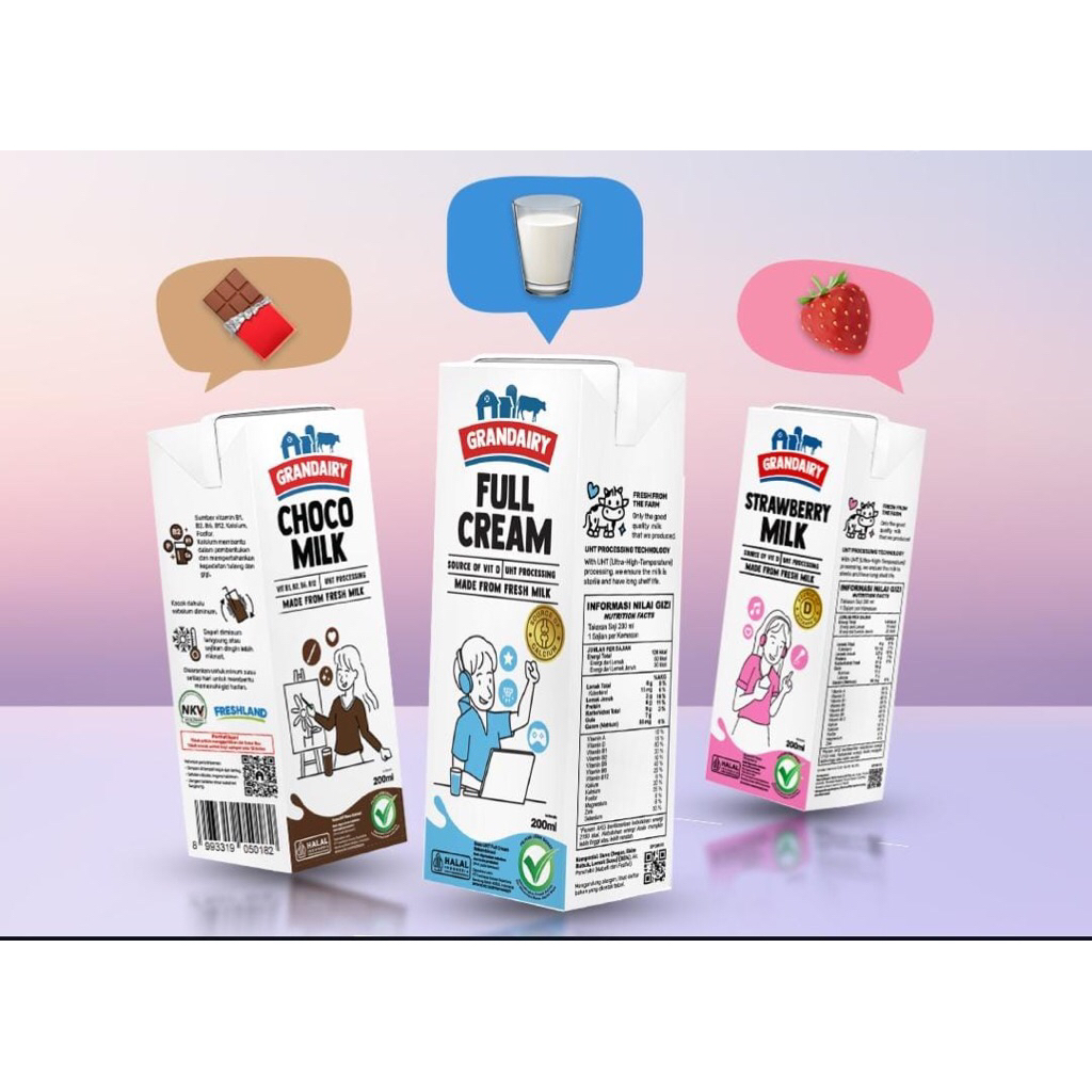 

GRANDAIRY Susu UHT 200ml Per Pcs