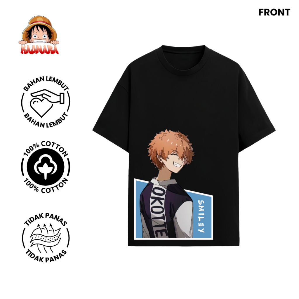 Kaos Anime Premium | Tokyo Revengers | Smiley | Cotton 20s | Unisex T-Shirt KAONARA