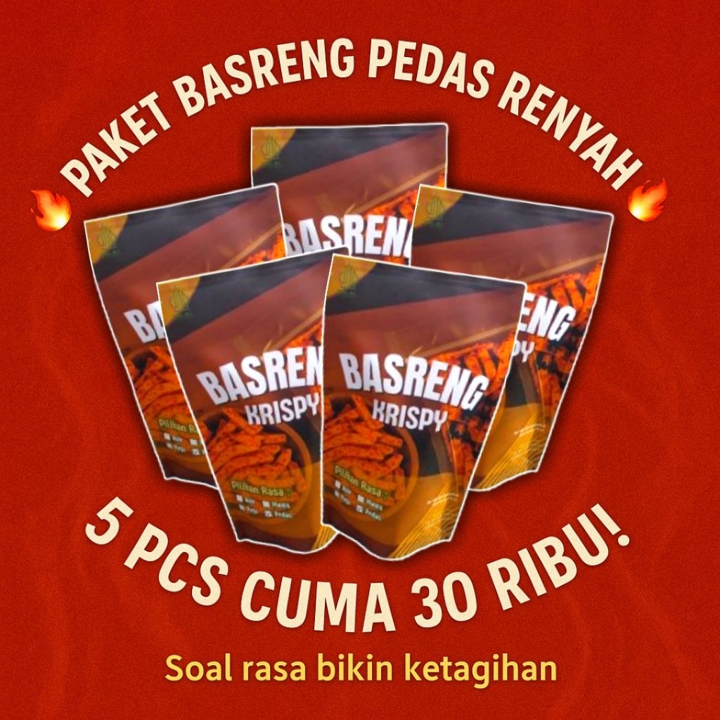 

Paketan Basreng Pedas Krispy Kemasan 65 Gram Isi 5
