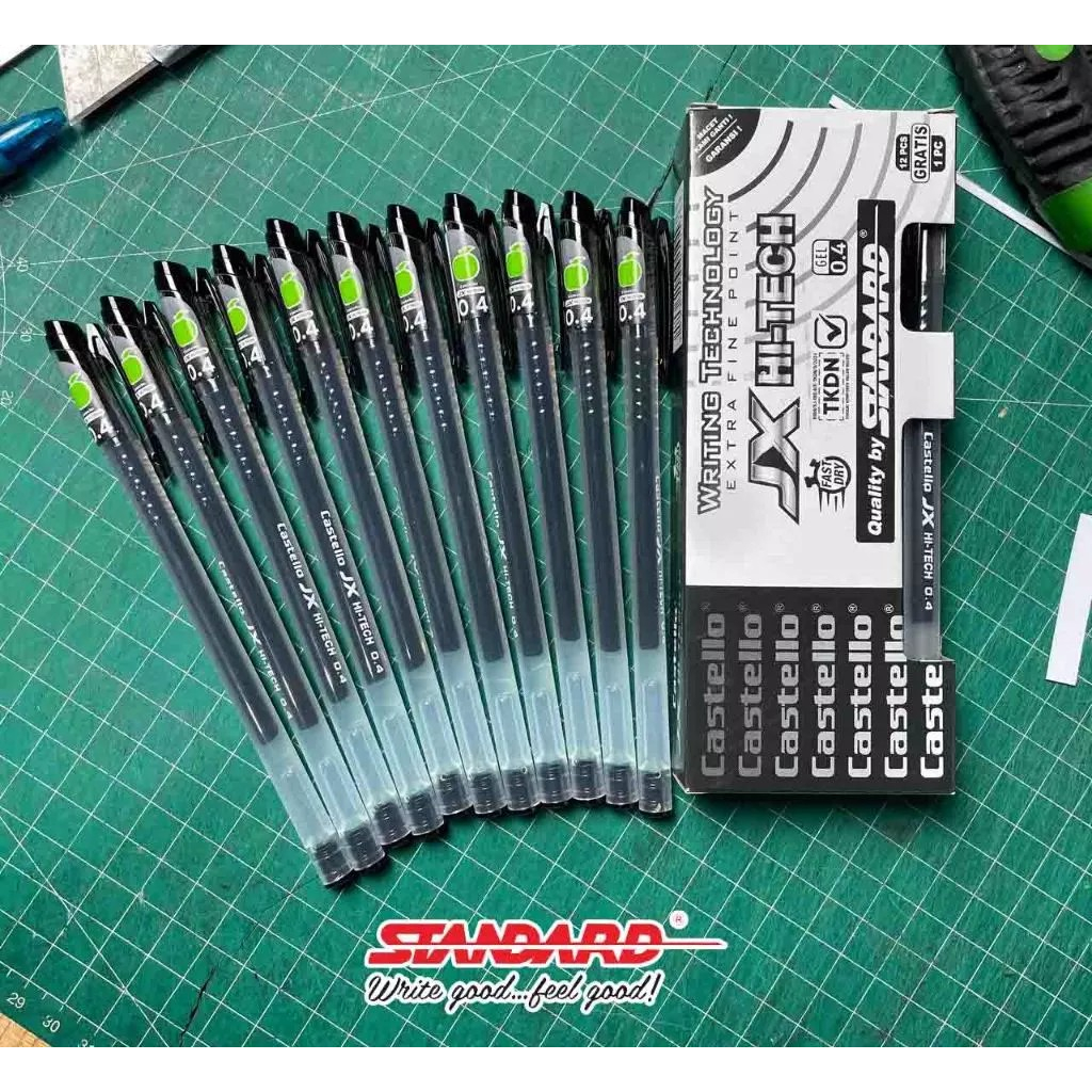 

1 PACK PULPEN STANDARD JX HI-TECH GEL 0,4 | CASTELLO | PULPEN GEL | PENA GEL
