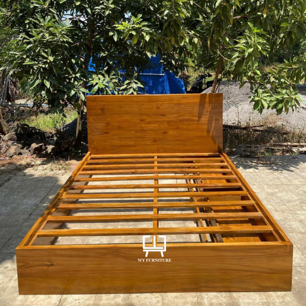 dipan tempat tidur minimalis kayu jati, tempat tidur minimalis kayu jati, ranjang tempar tidur kayu 