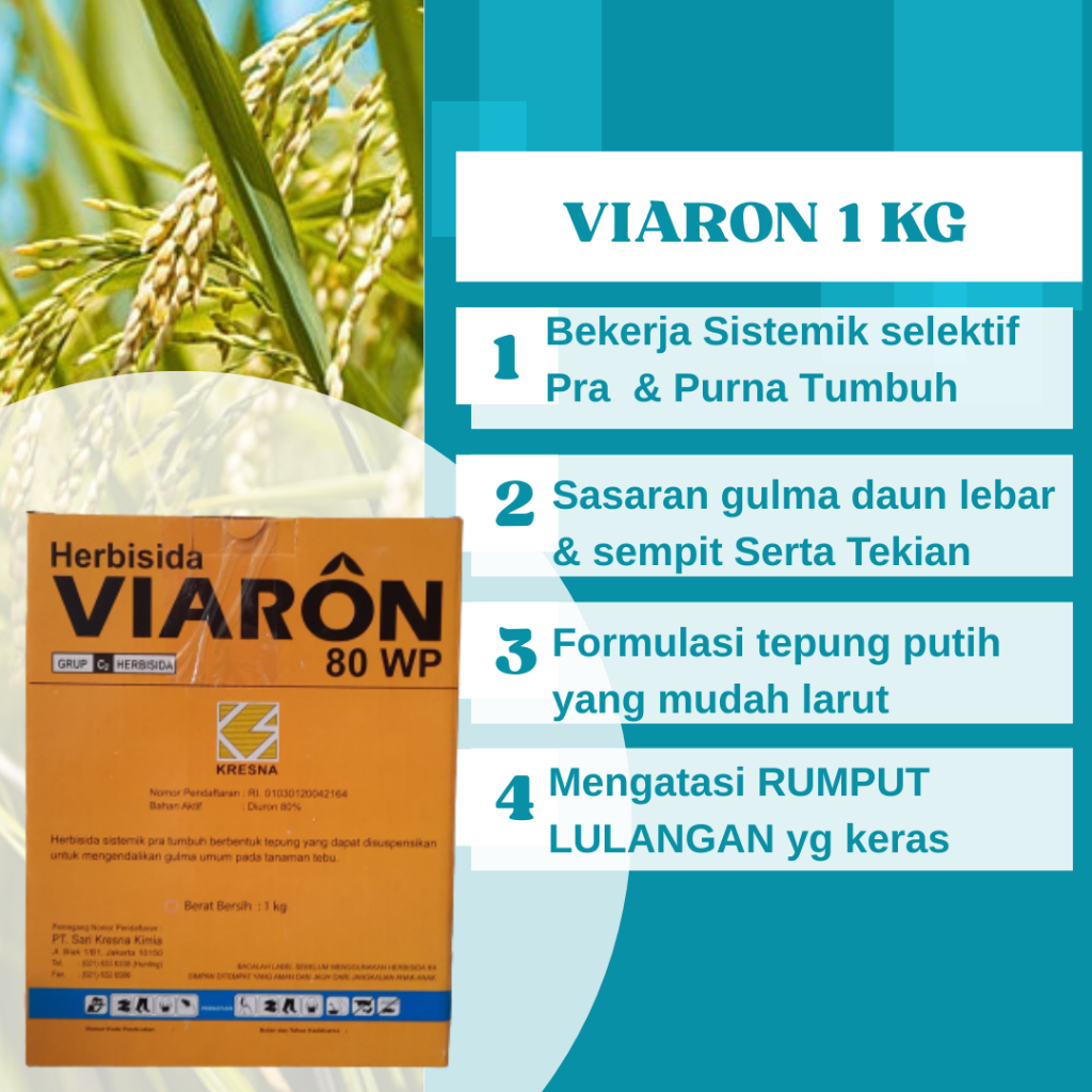 VIARON 80 WP 1KG Herbisida Racun Sistemik Selektif Mengendalikan Gulma Rumput Tanaman Tebu Jagung Si