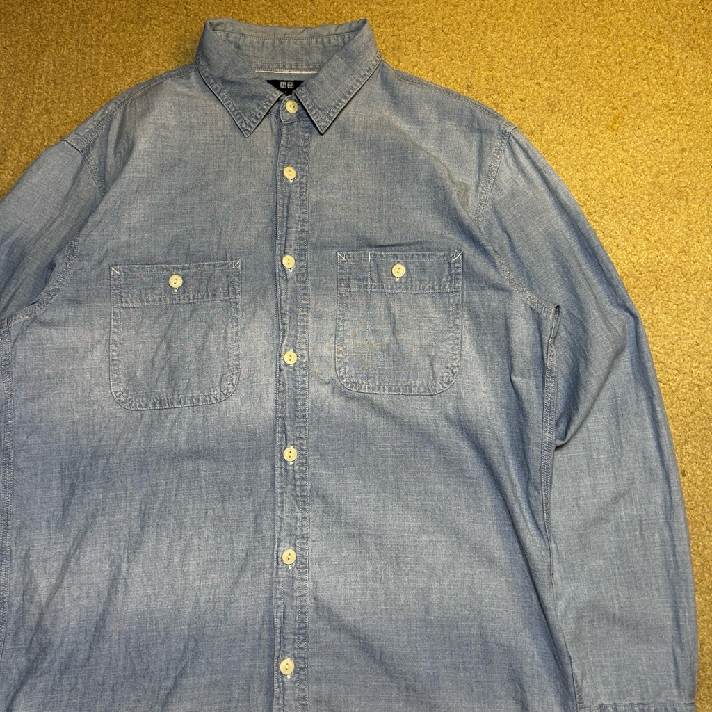 PRELOVED KEMEJA UNIQLO DENIM SELVEDGE DOUBLE POCKET