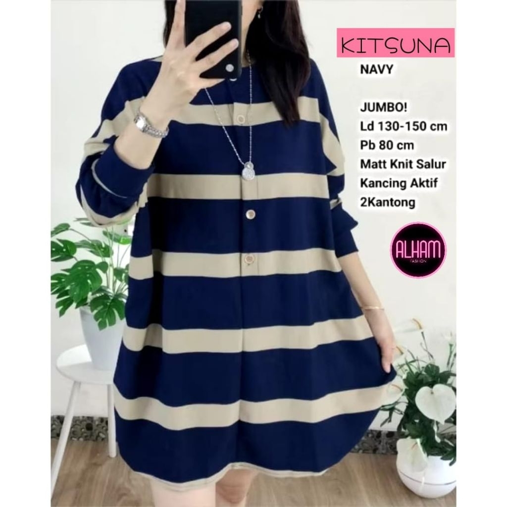 Blouse knit jumbo ld 120 130 140 premium wanita cantik Blus tebal adem kekinian