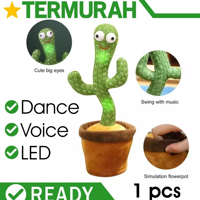 KODE E27R Cactus Dancing Doll Talking Toy Mainan Kaktus Goyang Joget Menari toys peniru suara tiktok