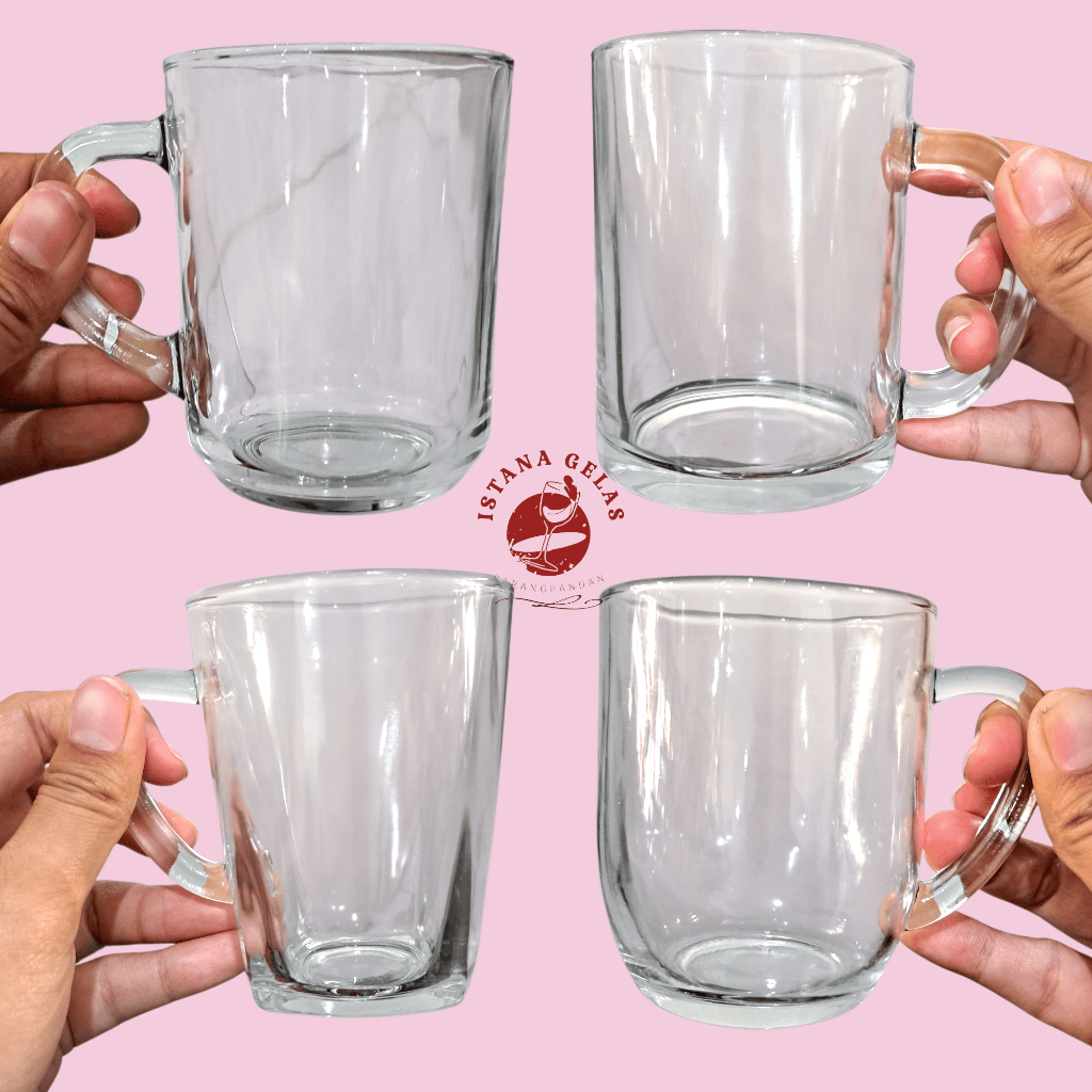 Gelas Kaca Gagang Kopi Minum Teh Warung Cafe Kitchenware