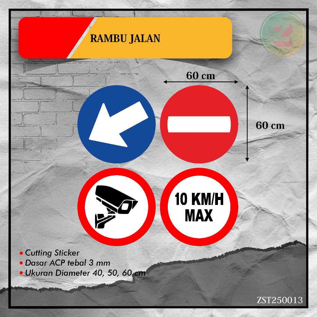 

Rambu Jalan / Rambu Porboden / Rambu Arah / Rambu Batas Kecepatan / Rambu CCTV / ACP / Ukuran 60cm