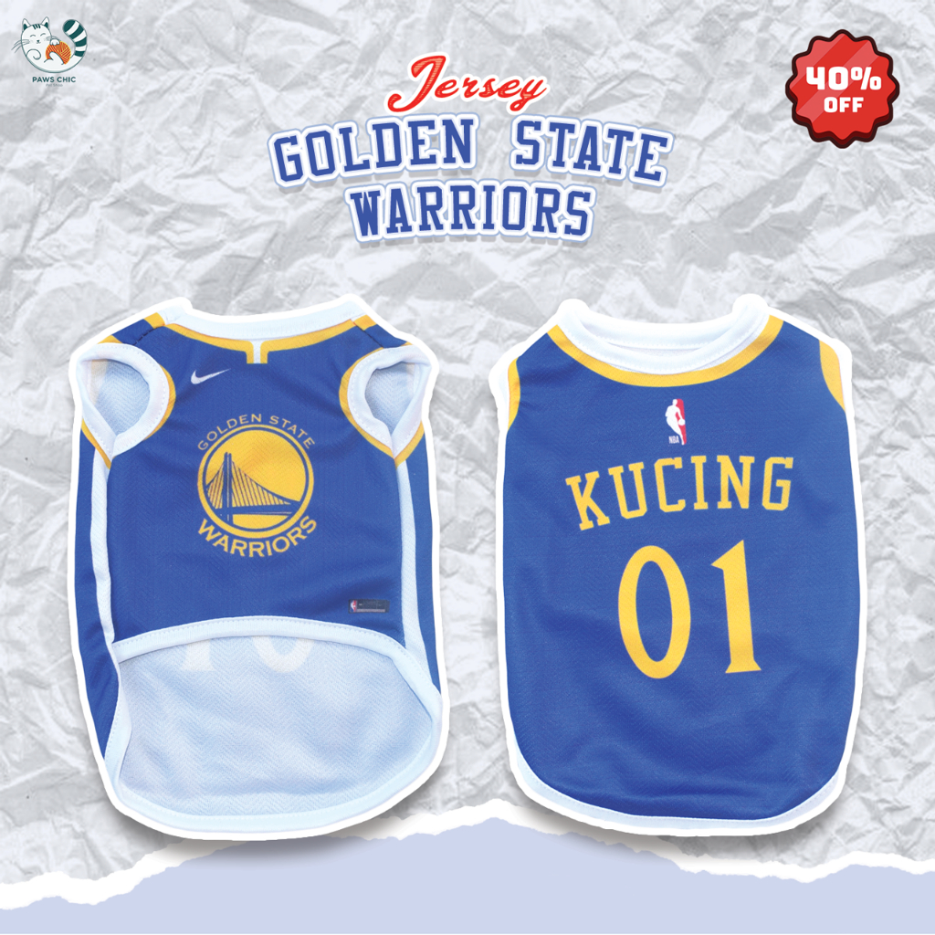 Baju Kucing Anjing Size Jumbo Jersey Golden State Warriors Biru GWS Murah Untuk Kucing Anjing Monyet