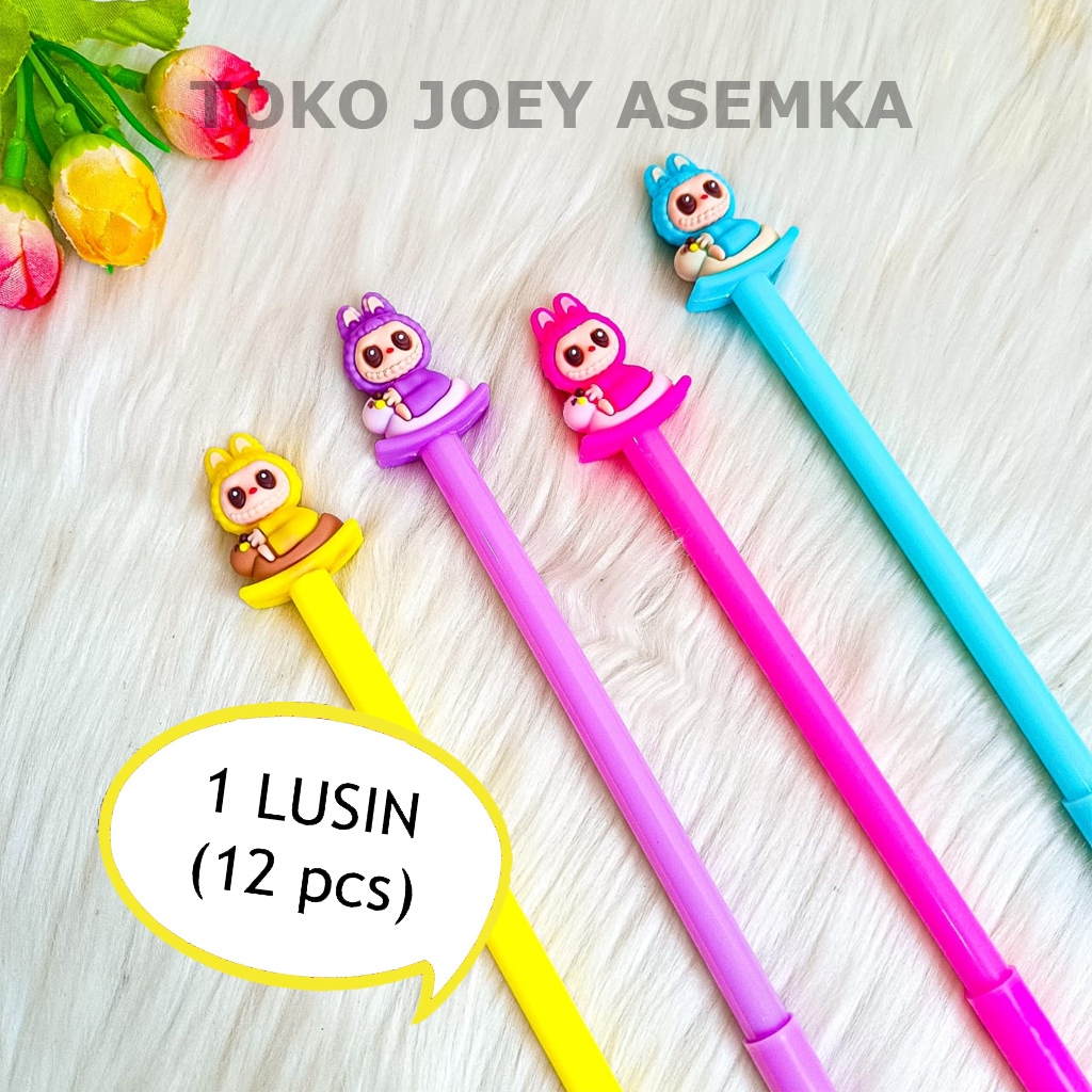 

(12 PCS) PULPEN LABUBU CAPYBARA PEN GEL TINTA KARAKTER PENA BOLPEN ALAT TULIS POP MART THE MONSTER