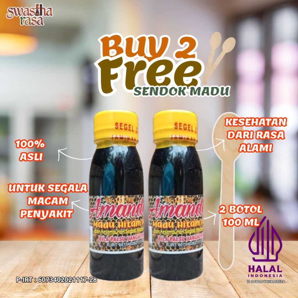 

Amanda Paket Kembar 3 Madu Hitam Pahit 100 ML Asli Beli 2 Gratis Sendok Madu Untuk Mengatasi Benjolan