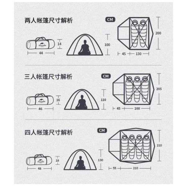 Naturehike NH18Z022-P P-Series Tenda Professional Camping Dome Ultralight Double Layer