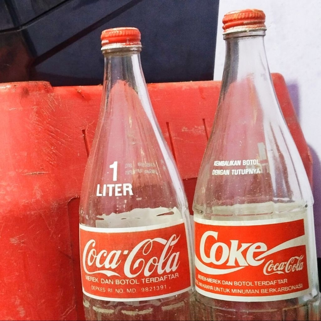 botol kaca coca cola jumbo 1 L vintage