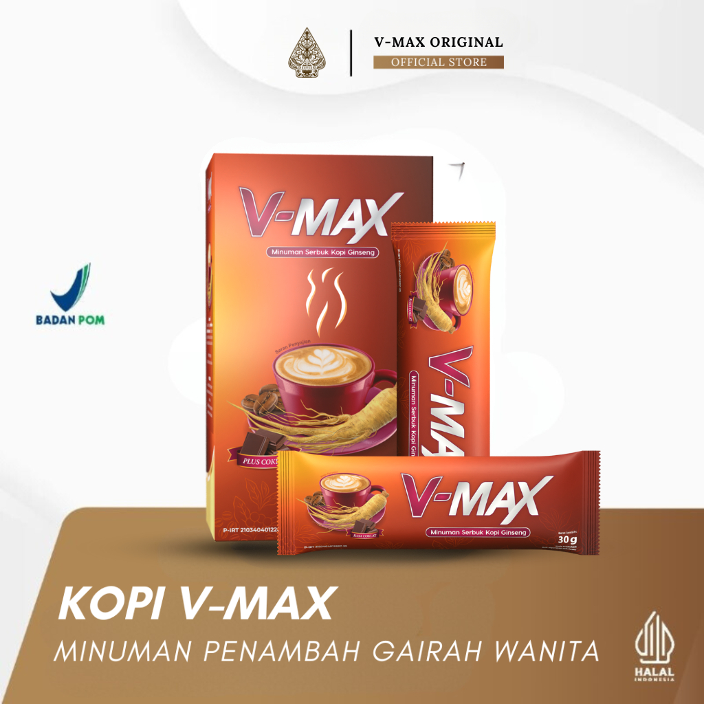 

Vmax Minuman Instan Rasa Cokelat Khusus Wanita 1 Box 10 Sachet Penambah gairah wanita