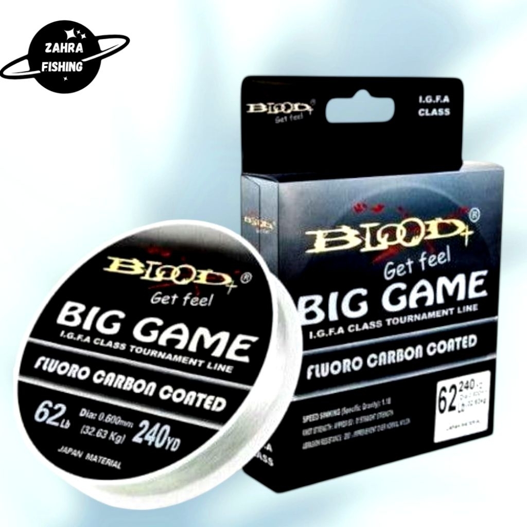 Senar Pancing BLOOD + BIG GAME Fluoro Carbon Coated – Super Kuat & Tahan Gesek