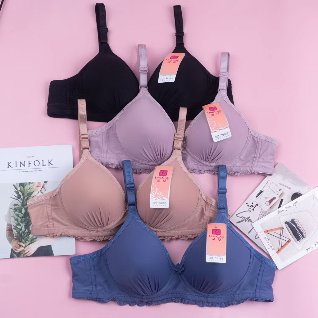 [1 PCS] BRA LINGCAO A6 POLOS RENDA - Bh Lingcao Original / Bra Push Up Bh Busa Tanpa Kawat Lingcao A
