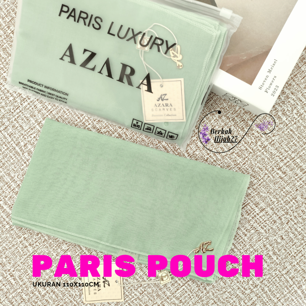 Hijab segi empat paris jadul pouch/hijab paris azara /paris premium metal logo azara original