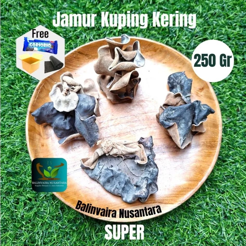 

Jamur Kuping Kering 250 Gr Hitam Super 100 Gr - 50 Gr