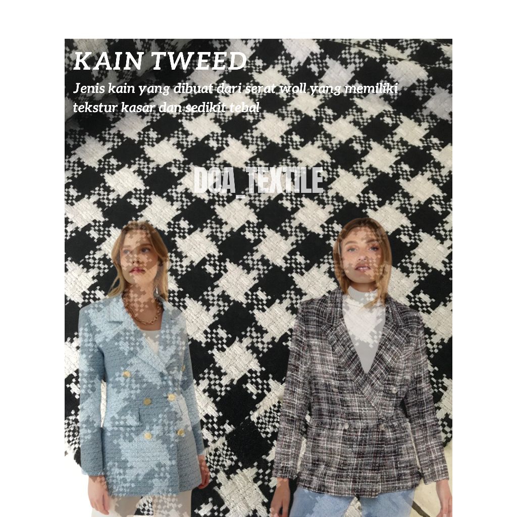 Kain Tweed Import - Kain Tweed Original - Kain Akrilik Motif - Kain Butik - Kain Tweed Meteran