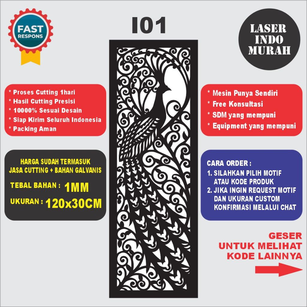 Laser Cutting Plat Galvanis 1mm | Pagar Laser Cutting | Ornamen Plat Laser Cutting