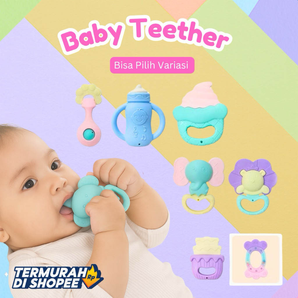 [EDUFUNTOYS] Mainan Bayi Baby Teether Gigitan Rattle Mainan Bayi 3 Bulan