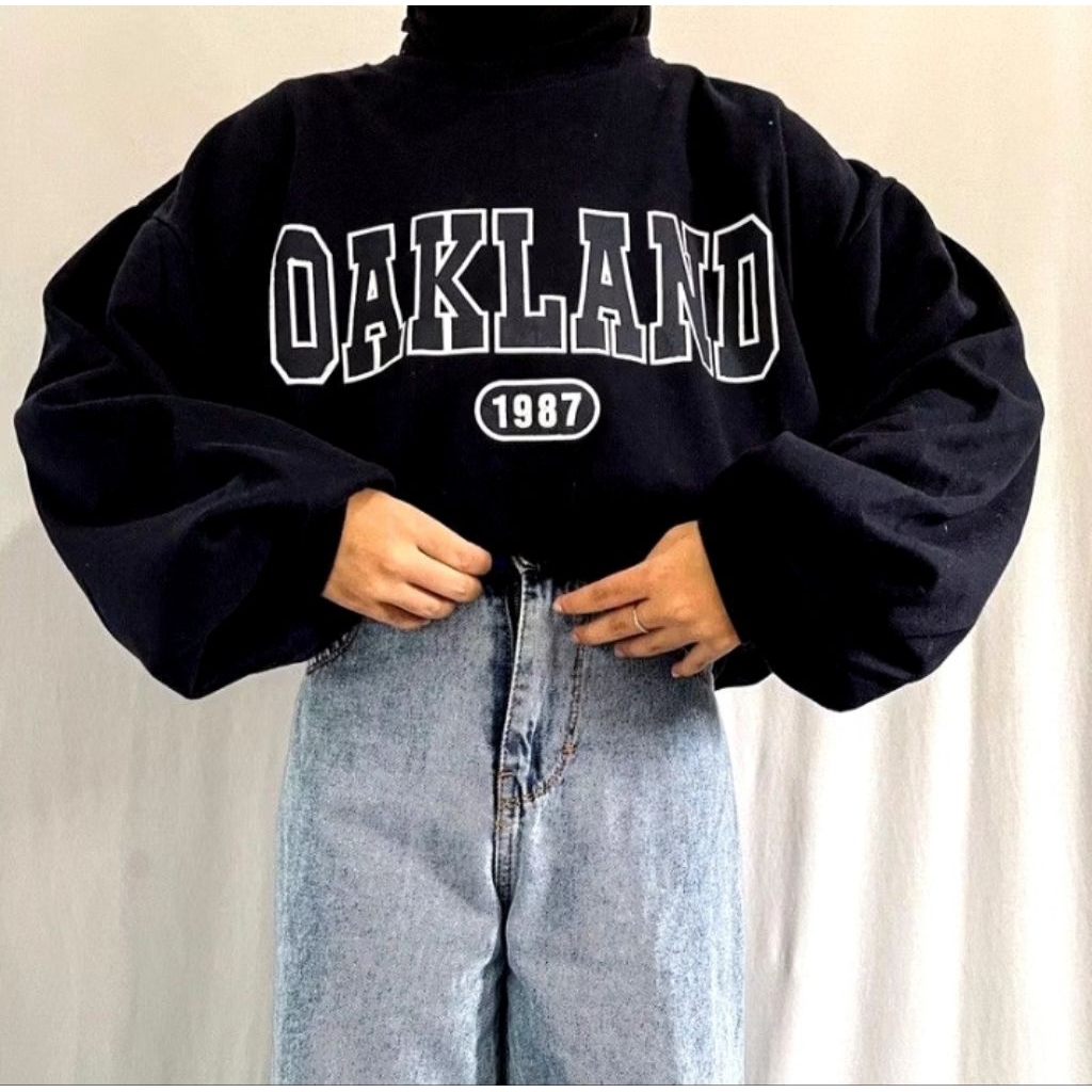 Crop Oversize Oakland Sweater Wanita/ Atasan Wanita remaja Kekinian
