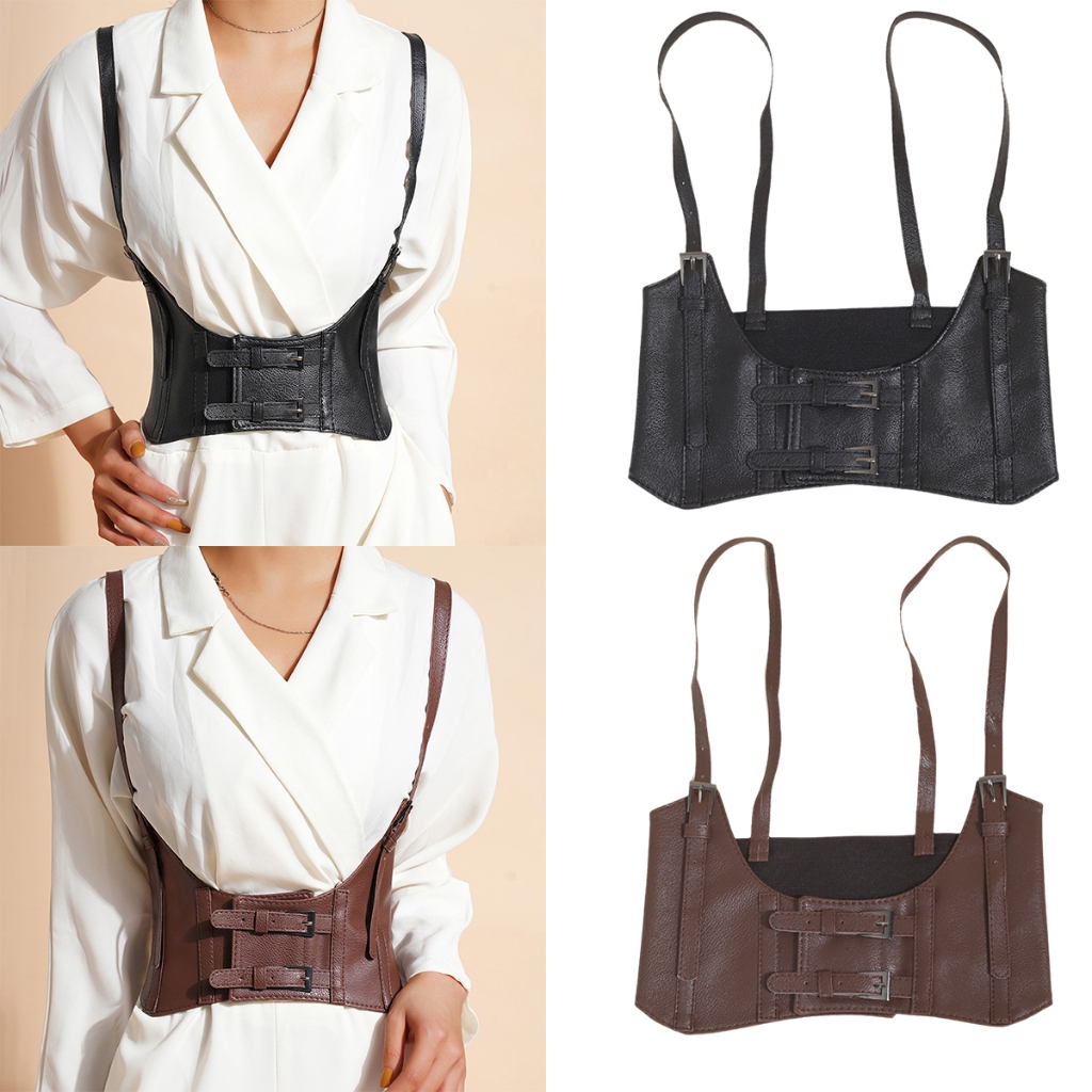 Gaya punk Ikat Pinggang Wanita Sabuk korset wanita sabuk lebar wanita - Hitam/kopi