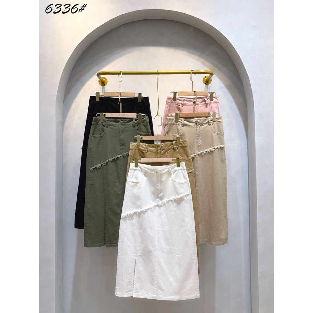 rok soft jeans belah depan import