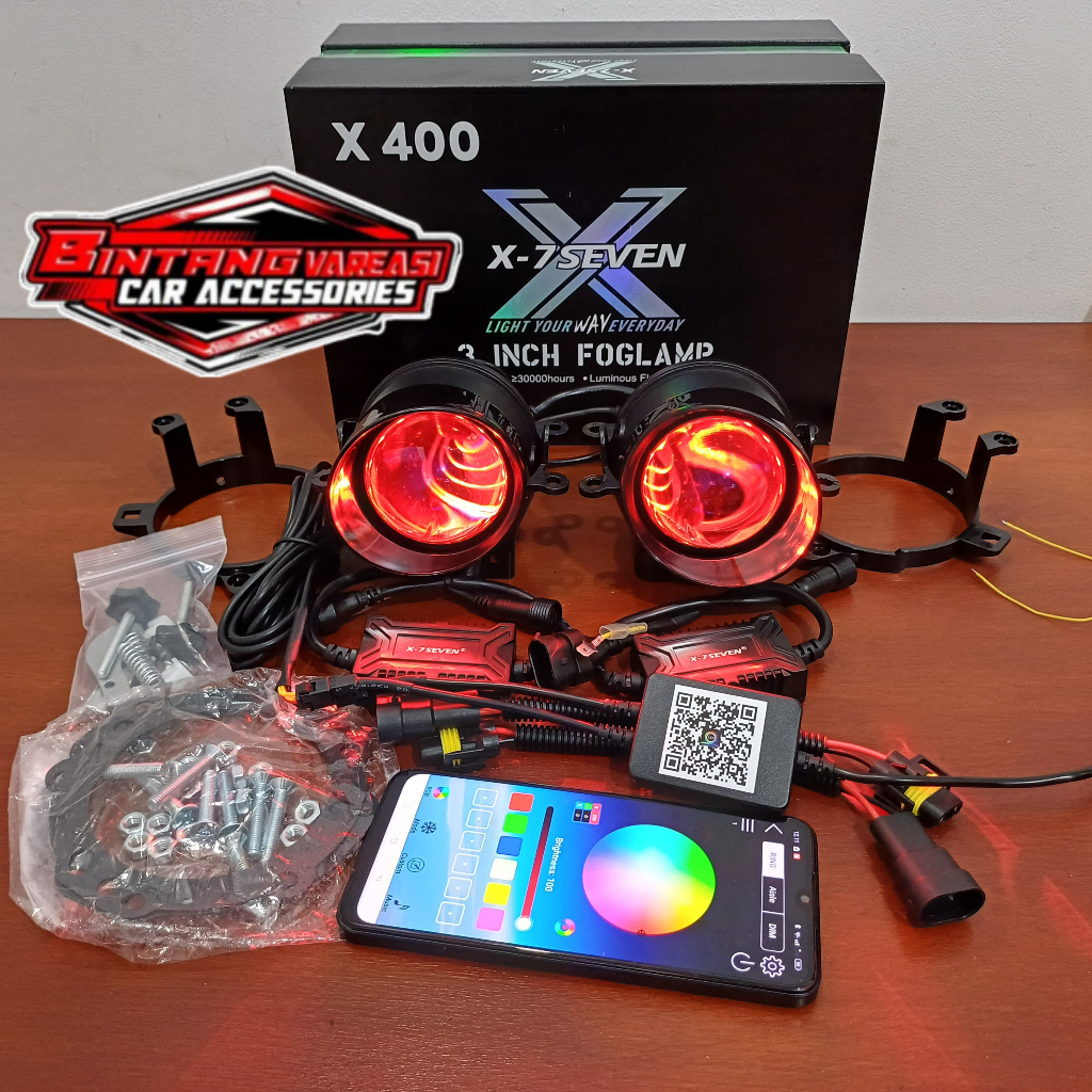LAMPU LED BUMPER X-7SEVEN X400 DEVIL RGB 3 INCH 3 WARNA BREKET UNIVERSAL X7 SEVEN X400
