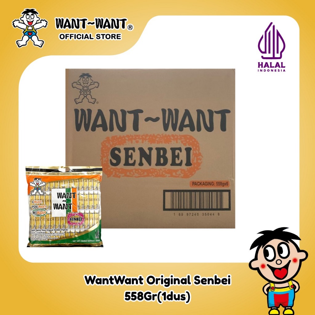 

Want Want Senbei Rice Cracker Original Party Pack 558Gr x 6 | Snack Beras | Kerupuk Beras