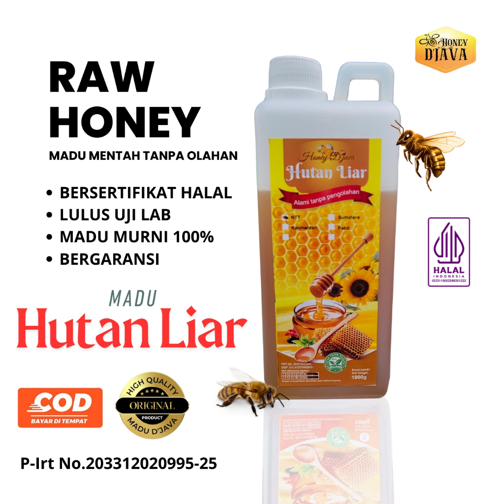 

HD Madu Hutan Liar 1kg Mentah Murni Tanpa Olahan & Campuran, honey d'java - raw honey