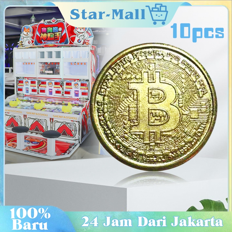 10 Buah Bitcoin Gold Plated Uang Peringatan / Pameran Hadiah Koleksi