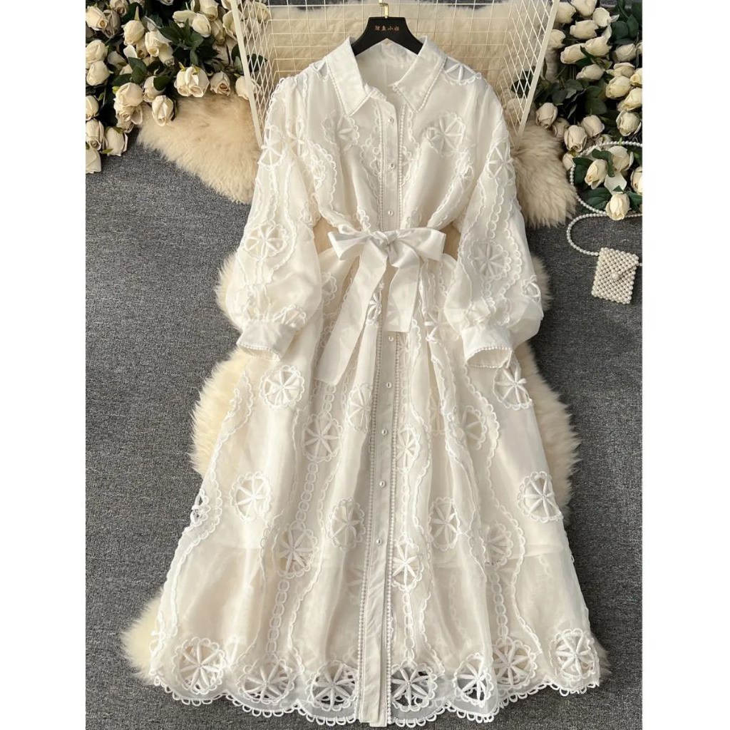 Gaun Wanita Brokat Import China (Lengan Panjang)