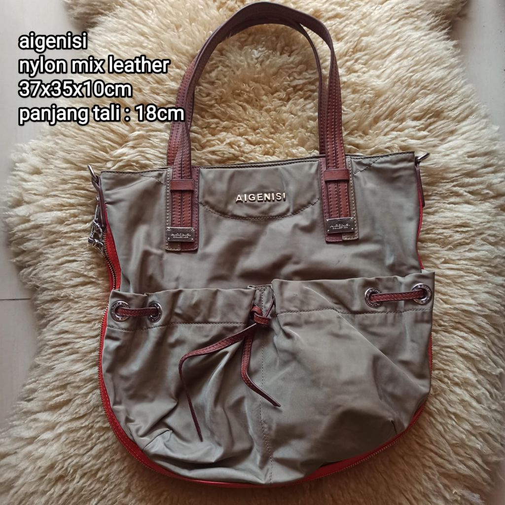 Aigenisi preloved shoulder bag wanita leather nylon / tas wanita aigenisi