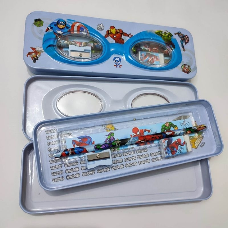 

kotak pensil kaleng 2 tingkat alat tulis set tempat pensil case super hiro dan kuromi sanrio