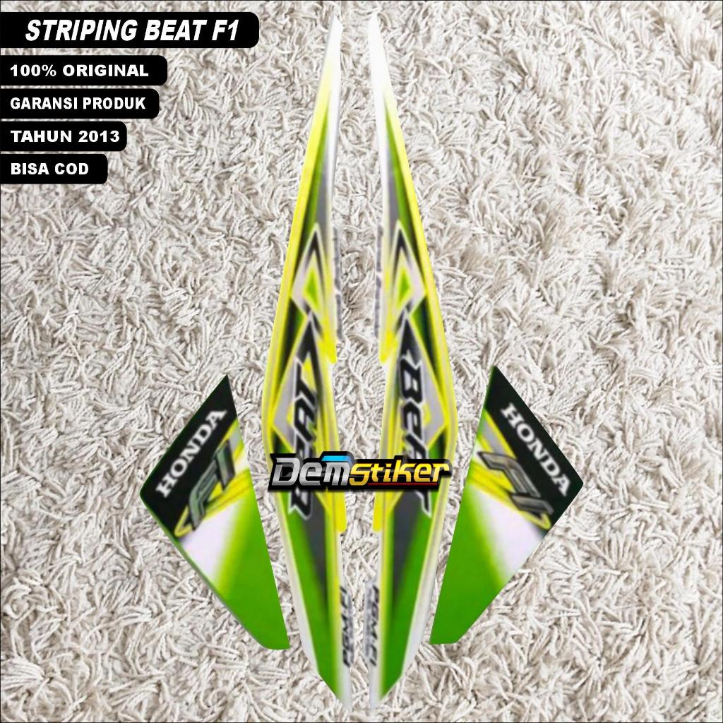 Stiker striping lis standart motor honda beat  2013 warna hijau putih