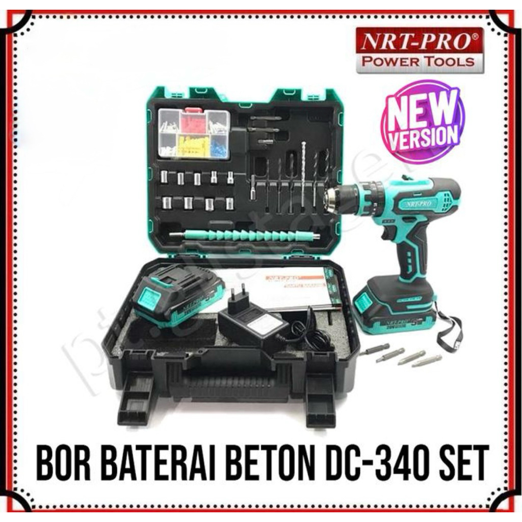 Mesin Bor Tembok Bor Cas 2 Baterai NRT PRO DC 340 + Baterai Bor