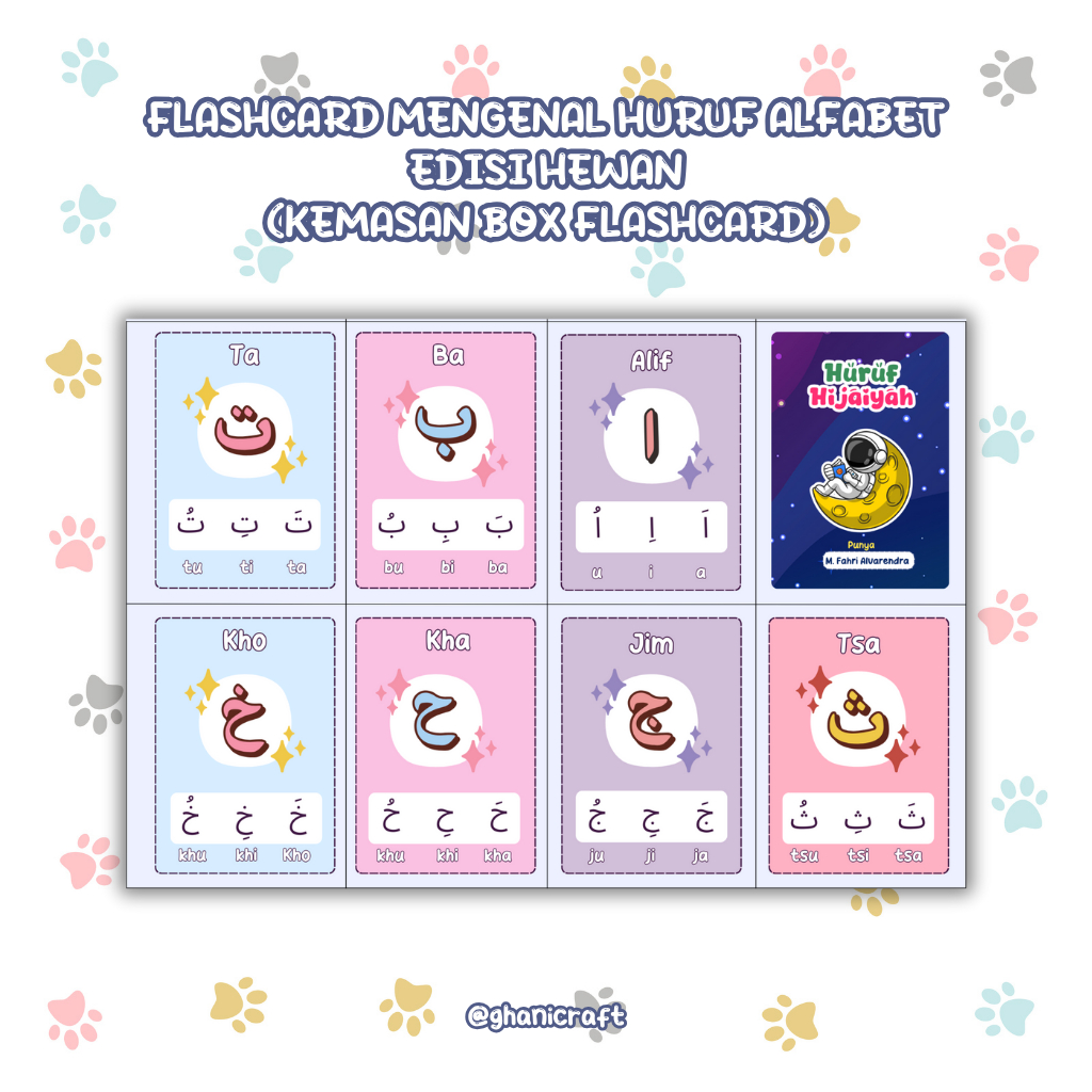 

Flashcard Huruf Hijaiyah Custom Nama Kemasan Box (Bisa Request Desain)