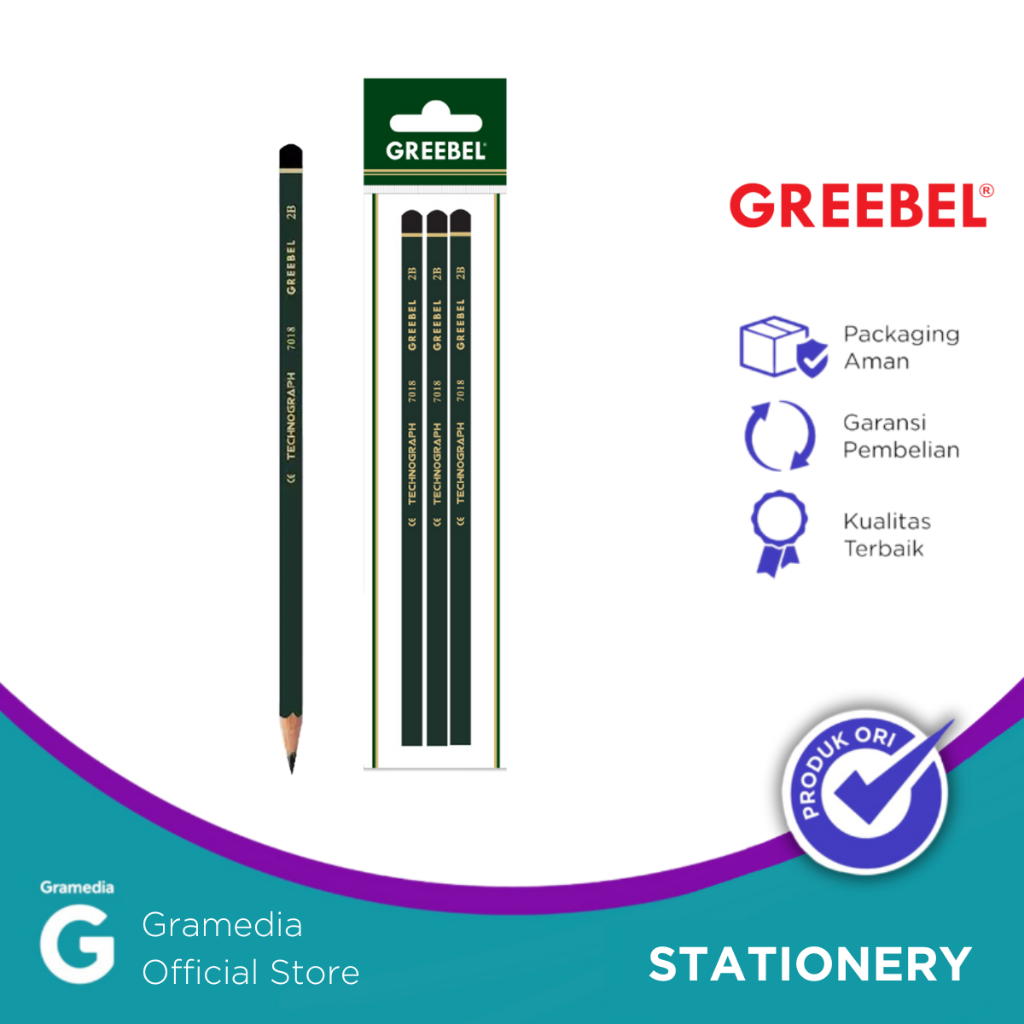 

Gramedia - GREEBEL 7018 PENCIL 2B (3 PCS/SET) CRD
