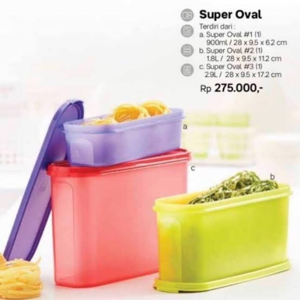 Super Oval Tempat Penyimpanan Makanan Tupperware ORI
